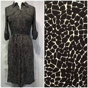 Charter Club NWT Barcelona I Abstract Shirt dress waist tie Long Sleeve 8 petite